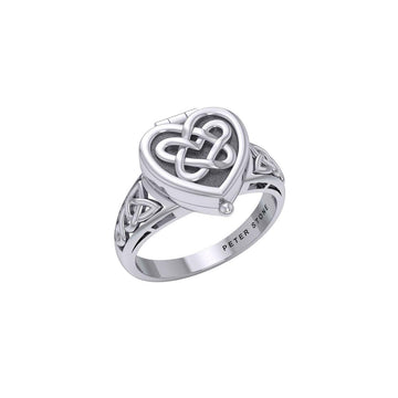 Celtic Heart Silver Poison Ring TRI2455 - Jewelry